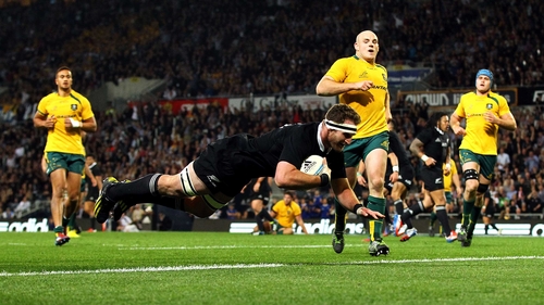 New Zealand captain Kieran Read crosses the whitewash at Forsyth Barr Stadium in Dunedin