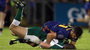 Ireland's Aidan O'Shea and Sharrod Wellingham of Australia involved in an off the ball incident