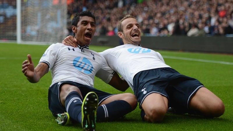 Roberto Soldado (r) scored his first Premier League goal from open play for Spurs