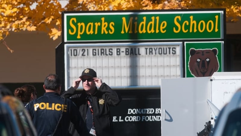 The Reno Gazette-Journal newspaper identified the slain school staff member as 45-year-old maths teacher Michael Landsberry