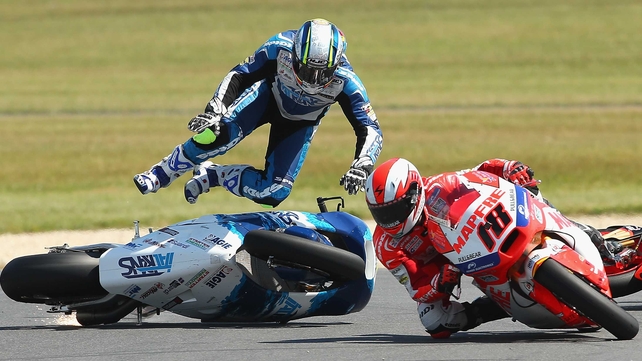 Julian Simon of Spain crashes at the Australian MotoGP