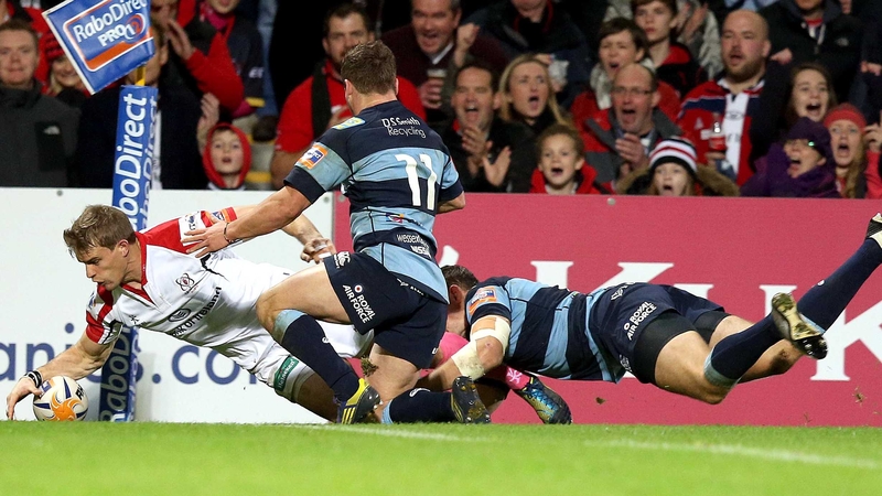 Andrew Trimble goes over for Ulster