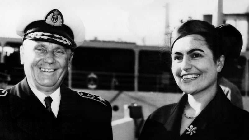 Jovanka Broz with her husband Marshal Tito in 1955