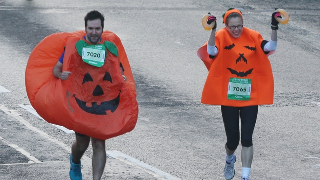 Runners in festive fancy dress were among those attempting the 26.2 mile course
