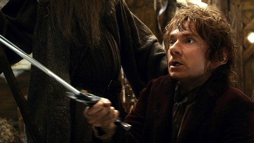 Bilbo brandishes trusty Sting as his courage grows