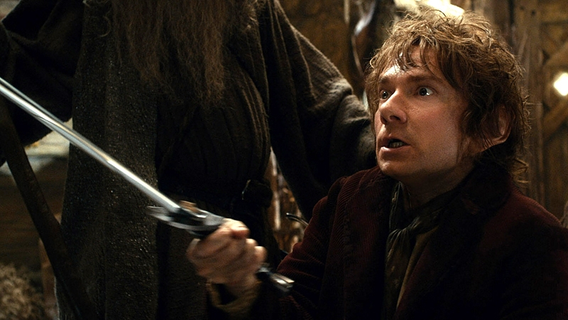 Bilbo brandishes trusty Sting as his courage grows