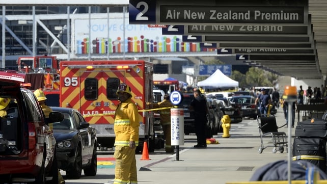 A Los Angeles fire department spokesman said seven people were hurt