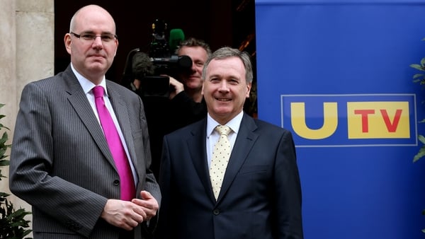 Managing Director of UTV Television Michael Wilson (left) and Group Chief Executive of UTV Media plc John McCann at a press conference in Dublin