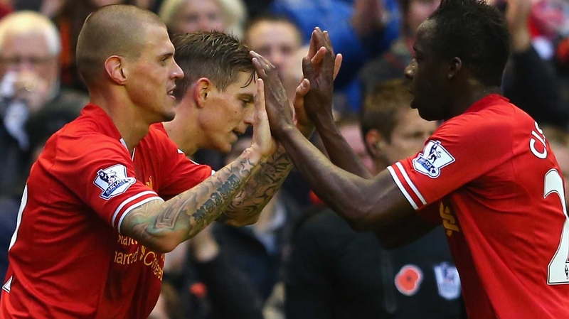 Martin Skrtel of Liverpool celebrates scoring the second goal