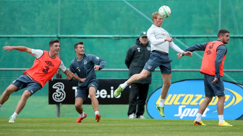 Ciaran Clark (far left) and Robbie Brady (far right) are out of Ireland's ties against Poland and Latvia