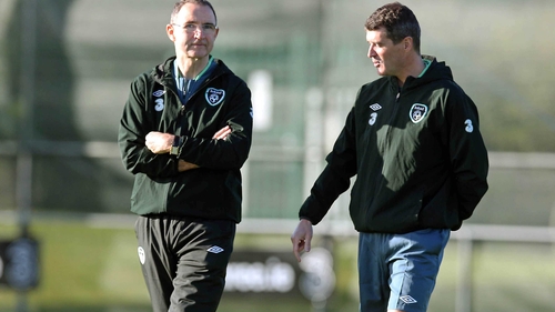 Roy Keane (r) arrived a full 90 minutes before manager Martin O'Neill