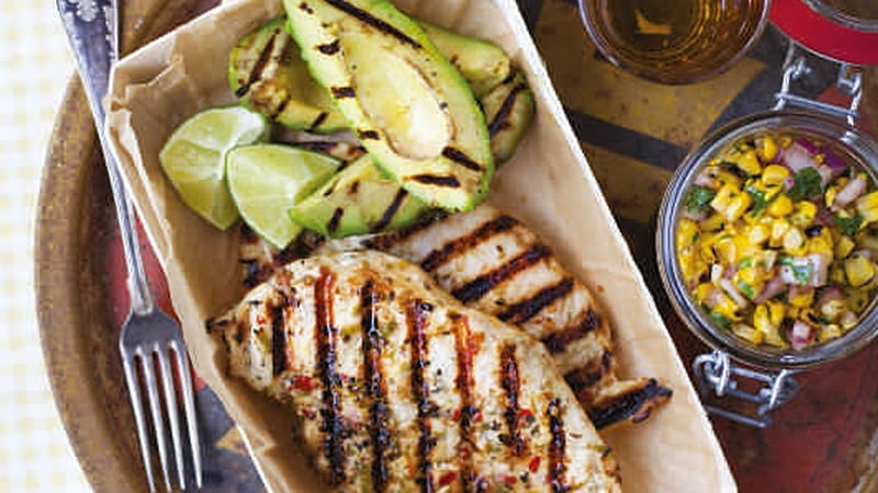 Margarita Chicken with Smoky Avocado Corn Salsa