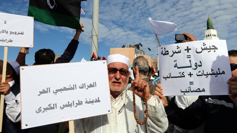 Bloodshed began when militia opened fire into hundreds of protesters