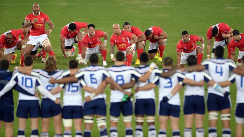 France face the Tongan haka before kick-off
