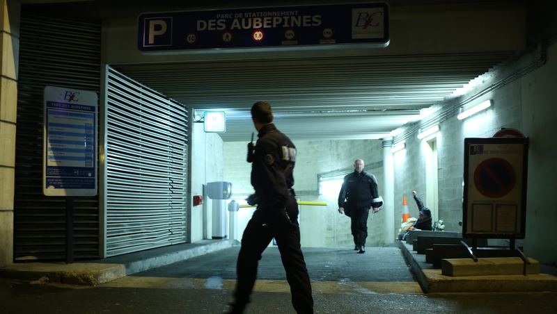 Police detained a suspect at an underground parking lot in the western Paris suburb of Bois-Colombes
