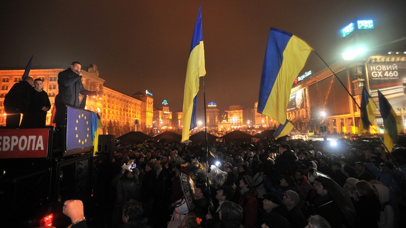 Vitaliy Klitschko, World Heavyweight Boxing champion and leader of the Ukrainian political party UDAR (Punch), addresses Kiev rally