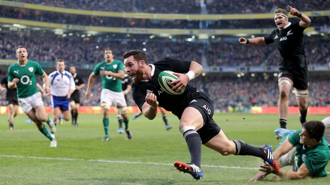 Ireland came within seconds of recording a first ever win against New Zealand but Ryan Crotty's converted try won it for the visitors