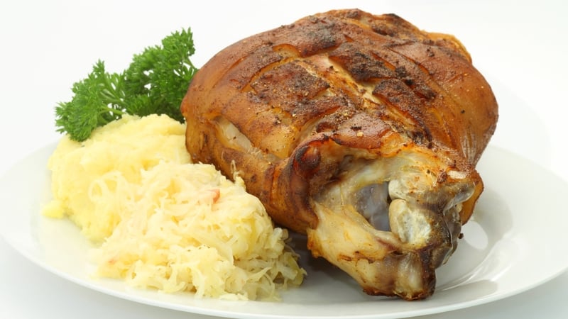 Rachel Allen's delicious ham dish served with classic bubble and squeak.