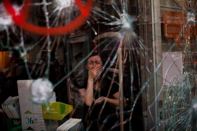 Shop Stormed by Demonstrators, Barcelona, Spain (Emilio Morenatti, Spain, The Associated Press)