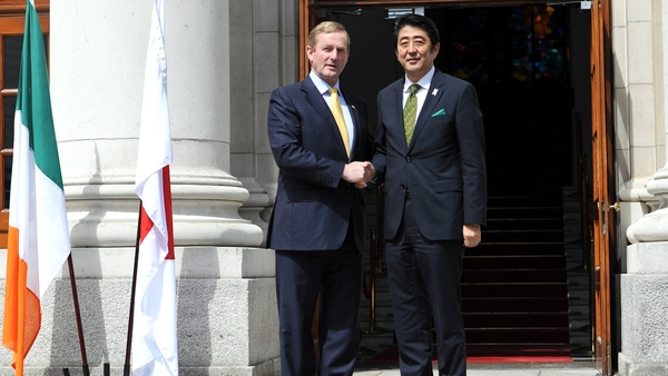 Taoiseach Enda Kenny and Japanese Prime Minister Mr Shinzo Abe in Dublin in June