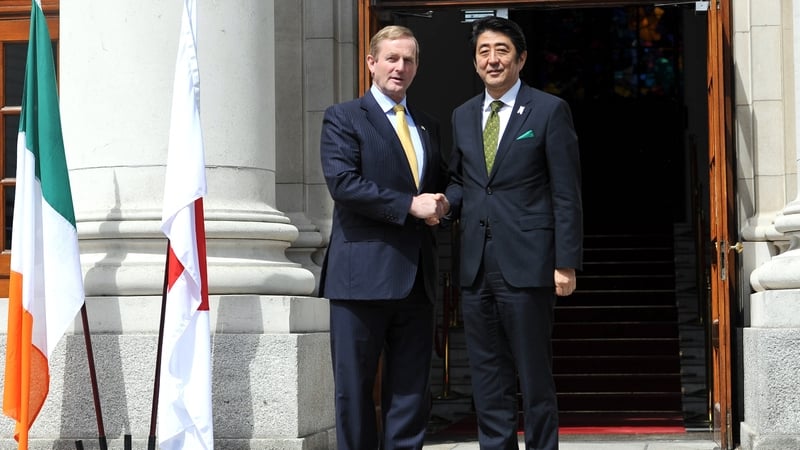 Taoiseach Enda Kenny and Japanese Prime Minister Mr Shinzo Abe in Dublin in June