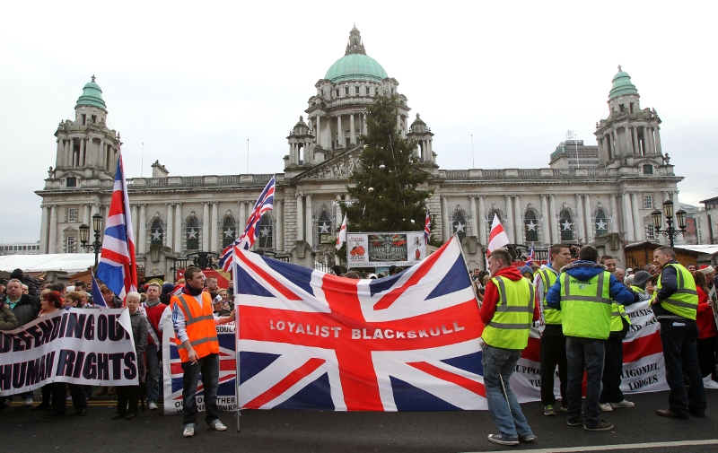 It was held just days ahead of the first anniversary of the decision by Belfast City Council - to restrict the raising of the flag to designated days only