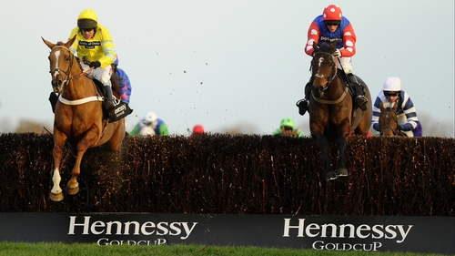 Triolo D'Alene (left) in action at the Hennessy Gold Cup in December 2013