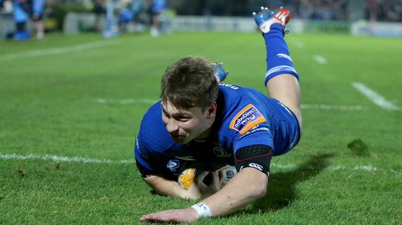 Leinster's Brendan Macken scores a try