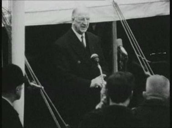 President de Valera turns the sod on the new Trinity library, 1963.