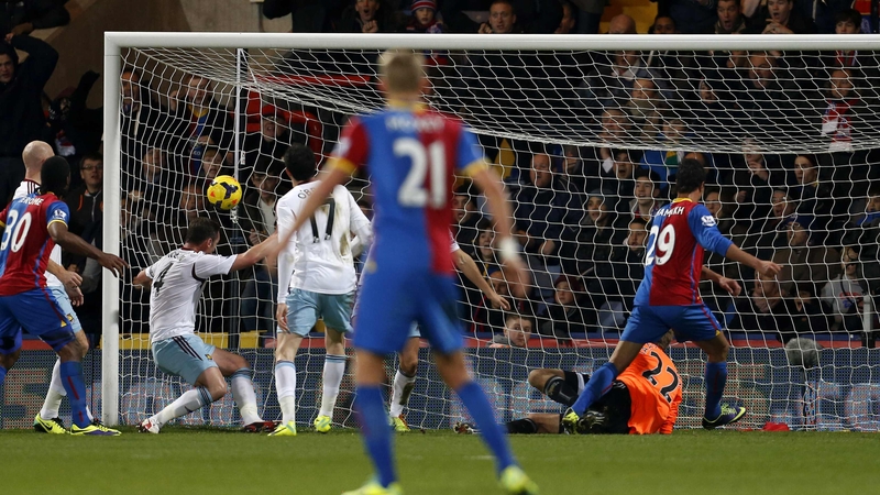 Marouane Chamakh (right) sees his header hit the back of the net