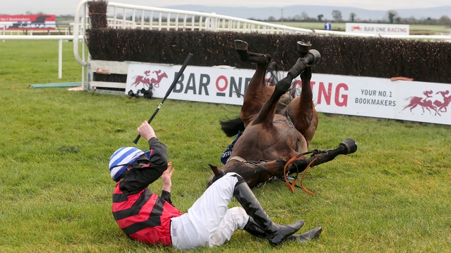 David Splaine falls from Liz's d'Estruval at Fairyhouse