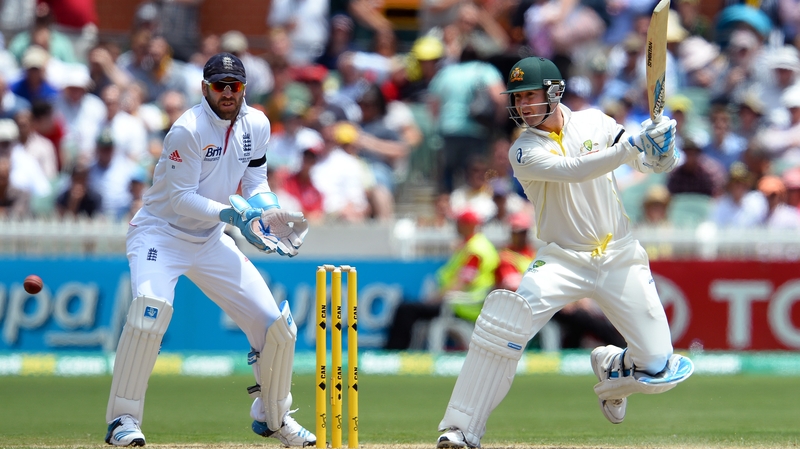 Michael Clarke cuts a ball away en route to his 148