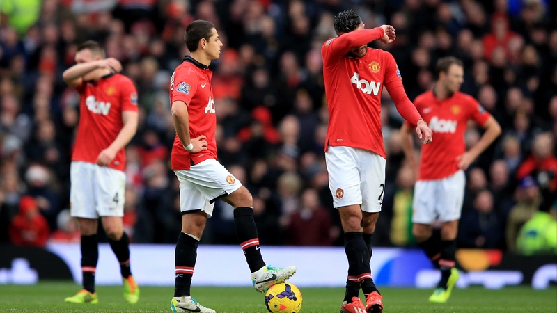 Manchester United look deflated after Newcastle's goal yesterday