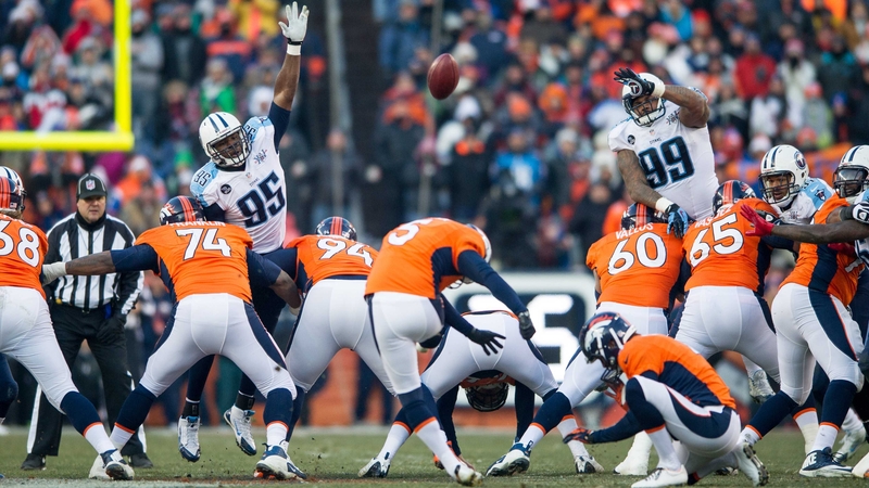 Matt Prater launches his record field goal at Mile High Stadium