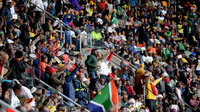 Thousands braved the rain to voice their admiration and support for Mr Mandela