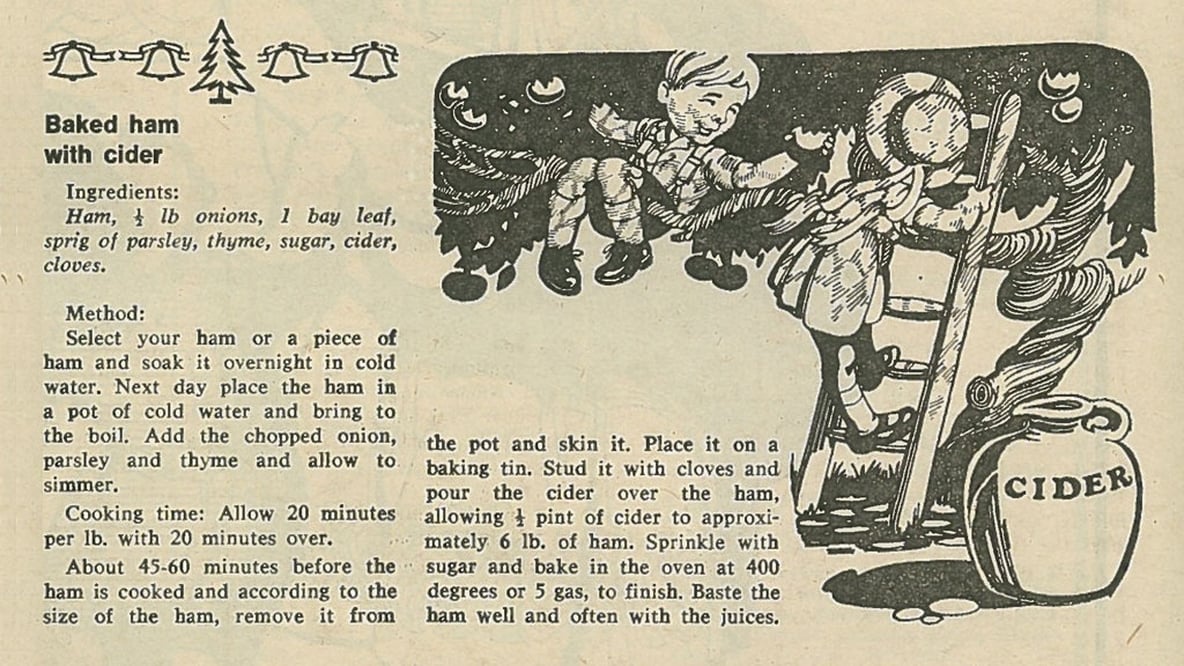 Recipe for Baked Ham with Cider, RTÉ Guide, 28 November 1969