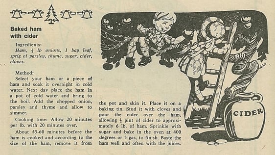 Recipe for Baked Ham with Cider, RTÉ Guide, 28 November 1969