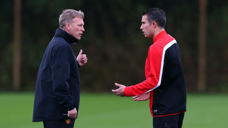 David Moyes and Robin van Persie pictured at Aon Training Complex in Manchester