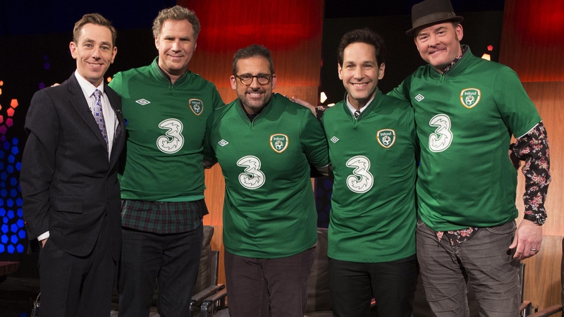 Anchorman stars Ferrell, Carell, Rudd and Koechner join Ryan Tubridy - Mirth and mischief on Friday night
