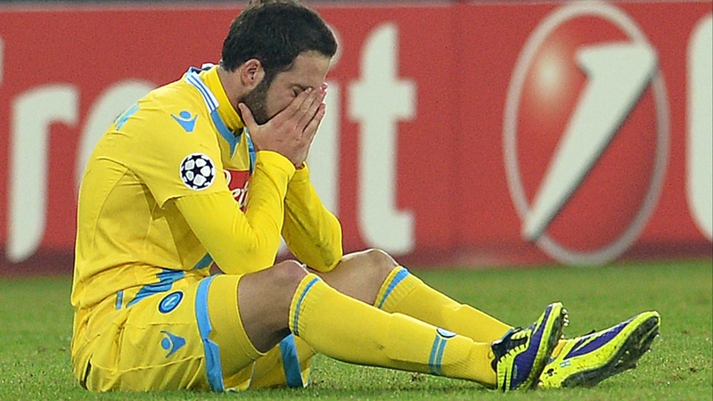 Gonzalo Higuain was in tears after Napoli's Champions League ecit