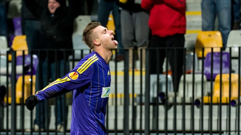Zeljko Filipovic of NK Maribor celebrates what proved to be the winning goal