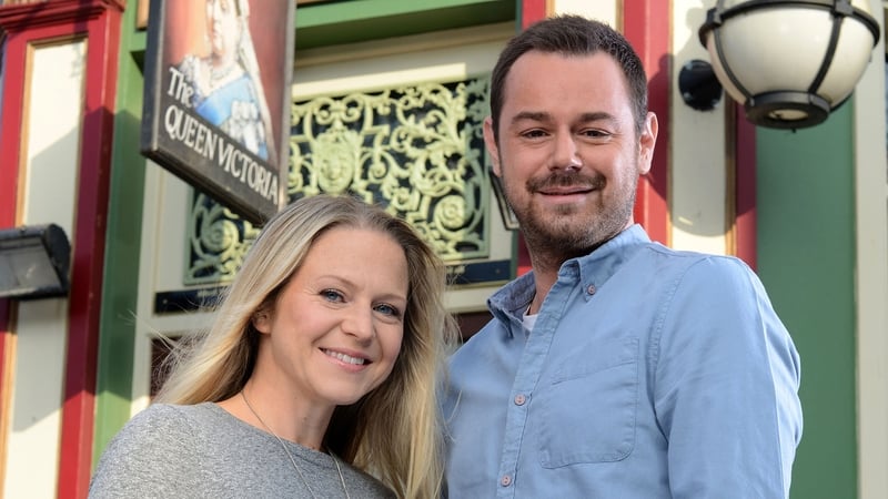 Dyer with new screen wife Kellie Bright - Characters are both fans of ladies' pink dressing gowns