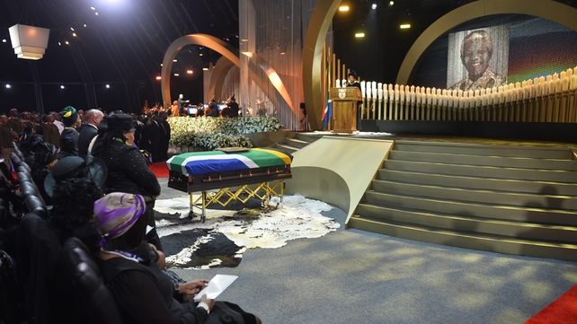 The scene inside as the funeral ceremony proceeds