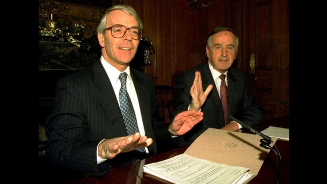 Mr Major and Mr Reynolds in Downing Street for the signing of the Joint Declaration on the North in 1993 (Pic: Photocall)