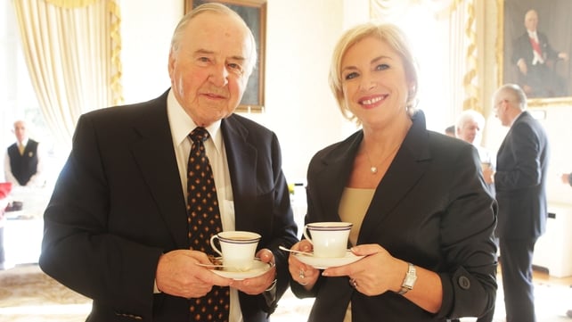 Mr Reynolds with former Progressive Democrat minister Liz O'Donnell at the Áras an Uachtaráin reception (Pic: Leon Farrell/Photocall)