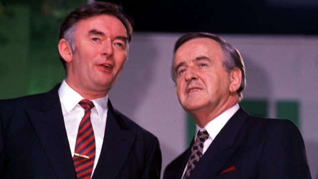 Pádraig Flynn and Mr Reynolds at the Fianna Fáil Ard Fheis in 1991 (Pic: Eamonn Farrell/Photocall)