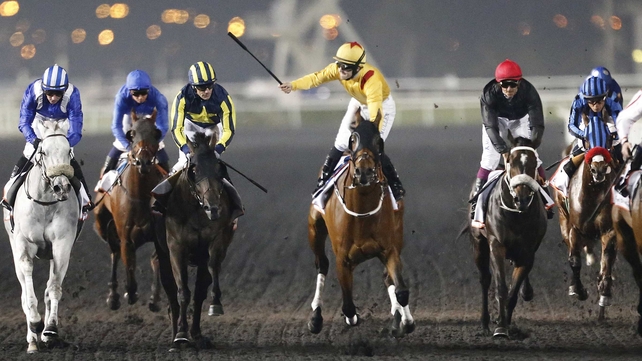 Jockey Richard Mullen on Reynaldothewizard won the Dubai Golden Shaheen