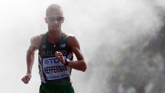 Cork's Rob Heffernan on his way to 50km Race Walk gold at the World Athletics Championships in Moscow