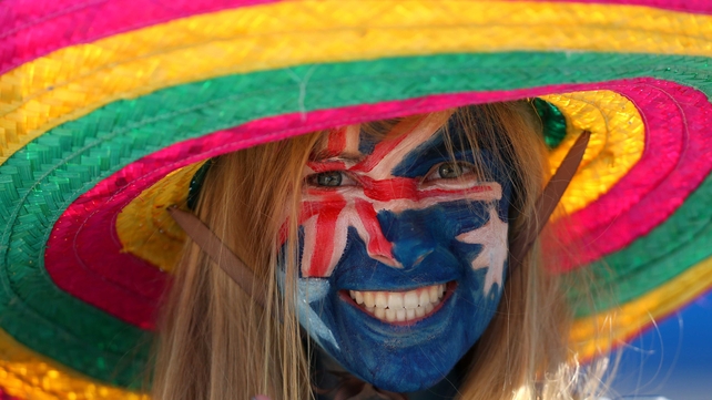 A fan gets in the mood at the Australia Open in Melbourne