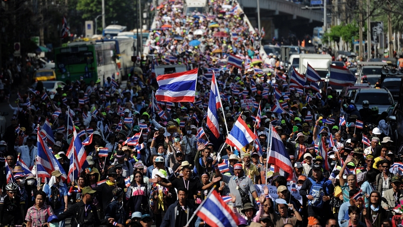 Thailand's National Security Council said only 6,500 people gathered at the busy Asoke intersection in central Bangkok